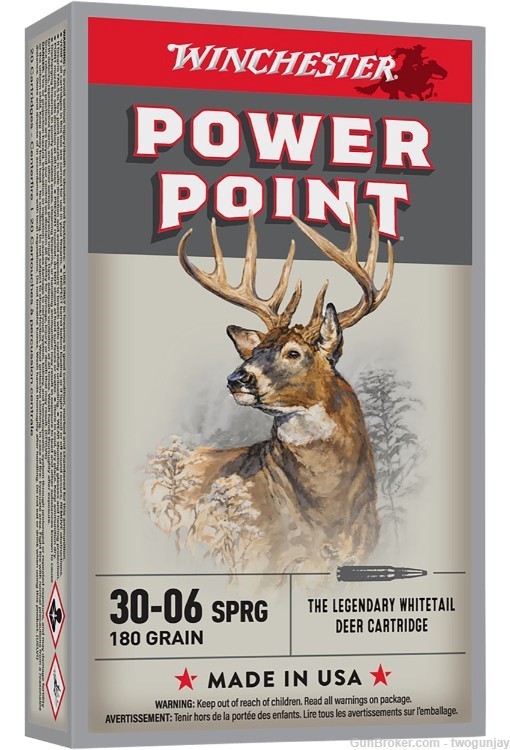 100 Rounds Winchester .30-06 Springfield Ammo 180 Gr Power Point X30064-img-0