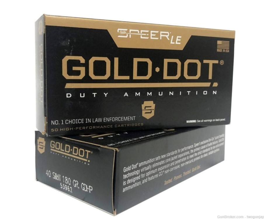 250 Rounds (5 Boxes) of Speer Gold Dot .40 S&W 180 Gr Hollow Point 53962-img-0