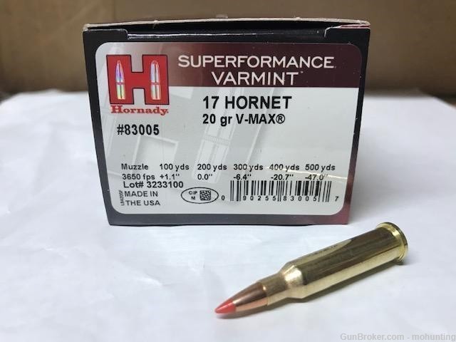 Hornady 83005 17 Hornet 20gr V-Max 500 Rounds-img-0