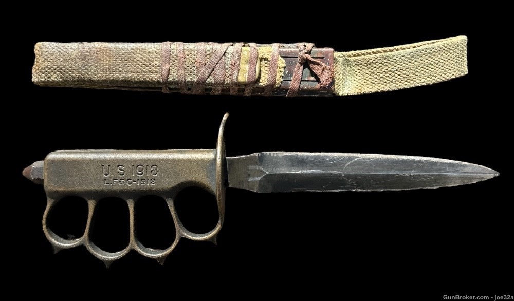 WW1 US LF&C 1918 Trench Knuckle Knife WW2 MODIFIED WWII dagger army marine -img-0