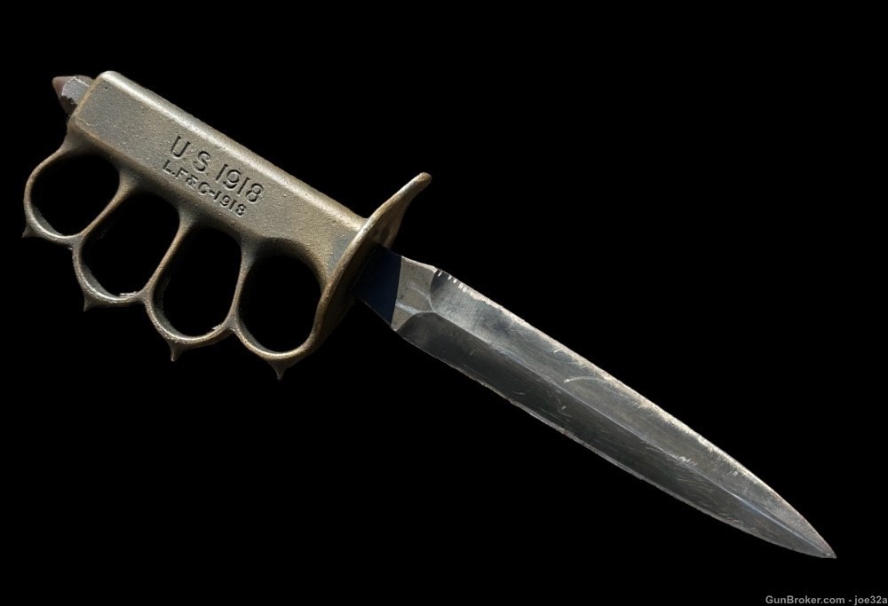 WW1 US LF&C 1918 Trench Knuckle Knife WW2 MODIFIED WWII dagger army marine -img-1