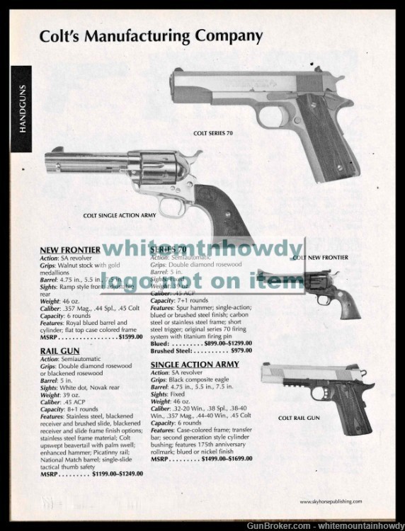 2011 COLT Series 70, Single Action Army, New Frontier Revolver Rail Gun AD-img-0