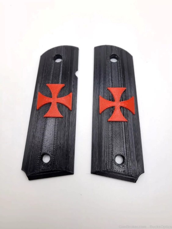 Templar Cross Grips for Full Size 1911 Pistol, Custom 3D printed.-img-0