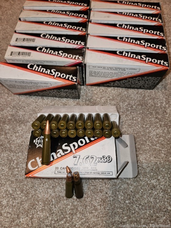240 Rounds, Norinco, China Sport, 7.62x 39, steel core. ammo-img-0