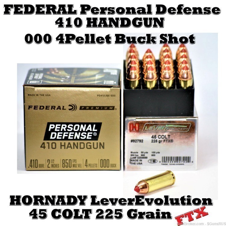 45LC/410 COMBO Hornady BEST LEVEREvolution FTX 45LC & #1 Federal HG 410 GA-img-0