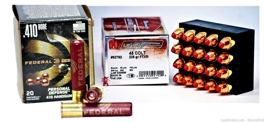 45LC/410 COMBO Hornady BEST LEVEREvolution FTX 45LC & #1 Federal HG 410 GA-img-1