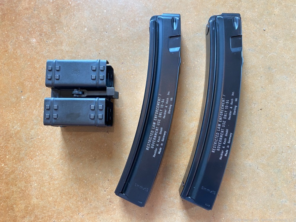TWO (2) Heckler & Koch HK MP5 30rd 9mm Magazine LE RESTRICTED + Mag Clamp -img-0