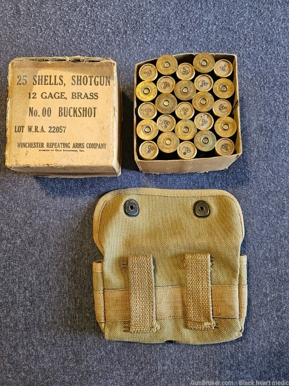 WW2 Winchester 12ga brass shells for trench gun with M1921pouch-img-2