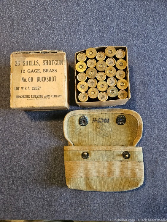 WW2 Winchester 12ga brass shells for trench gun with M1921pouch-img-1