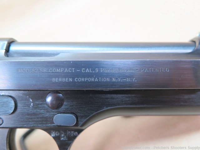 Beretta Model 92SB Compact 9mm 3 mags Excellent Original Condition-img-6