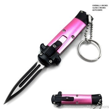 Mini Pink Key Chain OTF Automatic Knife Switch Blade-img-0