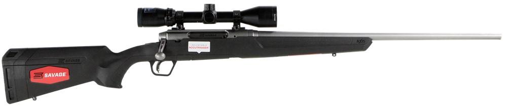 Savage 25-06 Rem 4+1, 22, Stainless, Black Synthetic Stock, Bushnell Scope-img-0