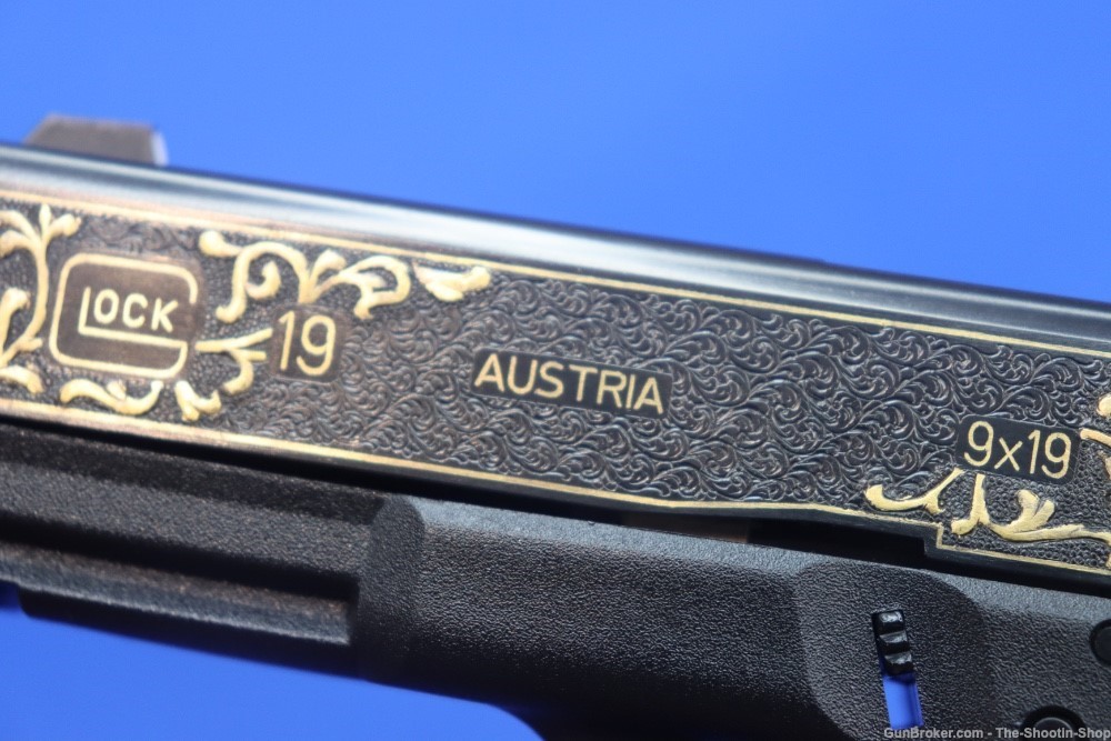 Glock G19 Pistol FACTORY HAND ENGRAVED & GOLD INLAID ELP Prefix 9MM 19 GEN3-img-19