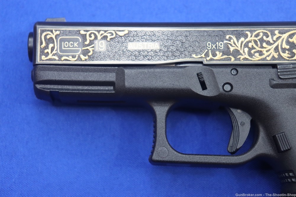 Glock G19 Pistol FACTORY HAND ENGRAVED & GOLD INLAID ELP Prefix 9MM 19 GEN3-img-1