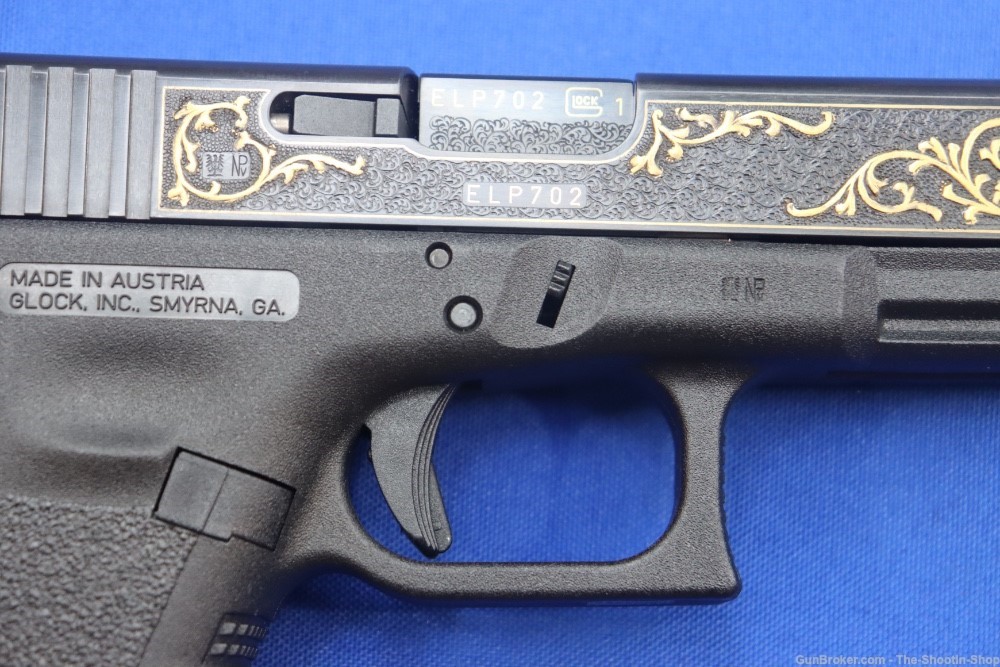 Glock G19 Pistol FACTORY HAND ENGRAVED & GOLD INLAID ELP Prefix 9MM 19 GEN3-img-8