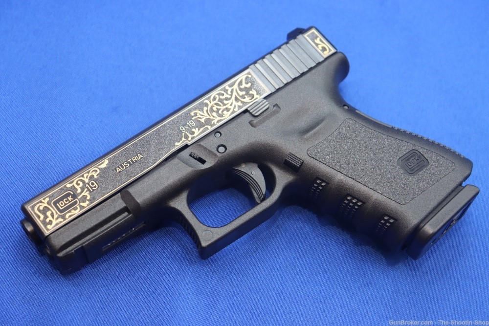 Glock G19 Pistol FACTORY HAND ENGRAVED & GOLD INLAID ELP Prefix 9MM 19 GEN3-img-54