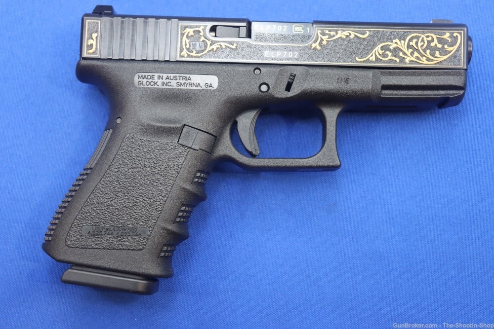 Glock G19 Pistol FACTORY HAND ENGRAVED & GOLD INLAID ELP Prefix 9MM 19 GEN3-img-6