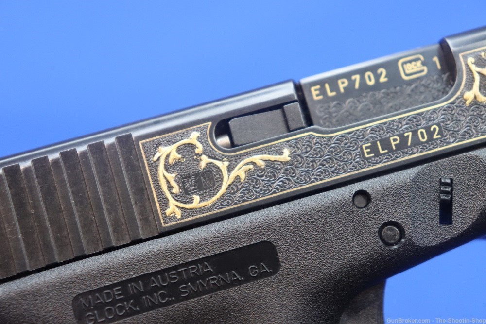 Glock G19 Pistol FACTORY HAND ENGRAVED & GOLD INLAID ELP Prefix 9MM 19 GEN3-img-29