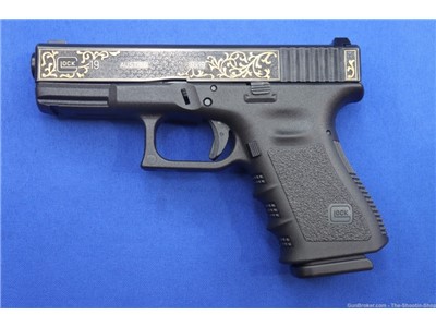 Glock G19 Pistol FACTORY HAND ENGRAVED & GOLD INLAID ELP Prefix 9MM 19 GEN3