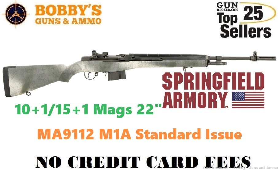 Springfield Armory MA9112 M1A Standard Issue 308 Win 10+1-15+1 22"-img-0