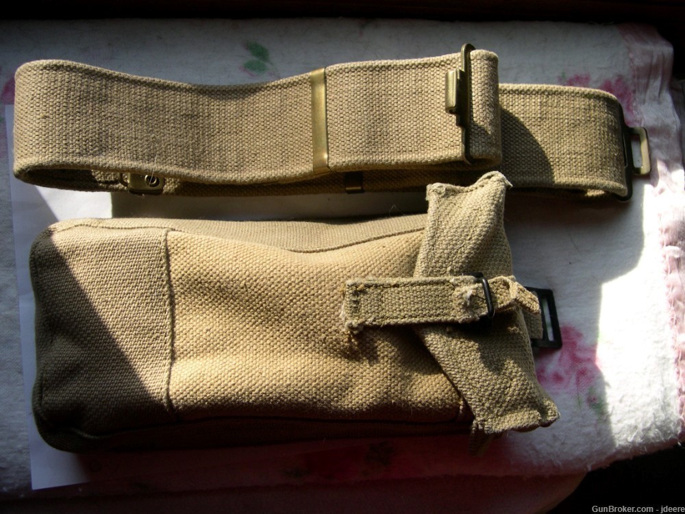 British WW2 P37 Equipment Belt Khaki and Belt Pouch-img-0