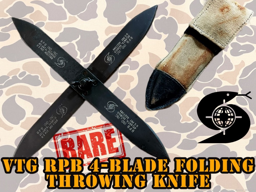 RARE VTG Original RPB  Atchisson 4-Blade FOLDING THROWING KNIFE Cobray SWD -img-0