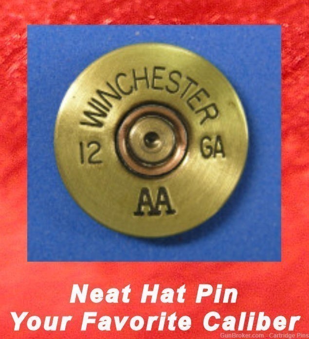 Winchester 12 Ga AA Shot Shell Brass Cartridge Hat Pin Tie Tac  Ammo Bullet-img-0