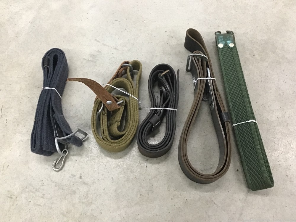 Lot of 5 Military Rifle Slings Chinese AK/SKS Swedish Mauser FAL Penny 0.01-img-0