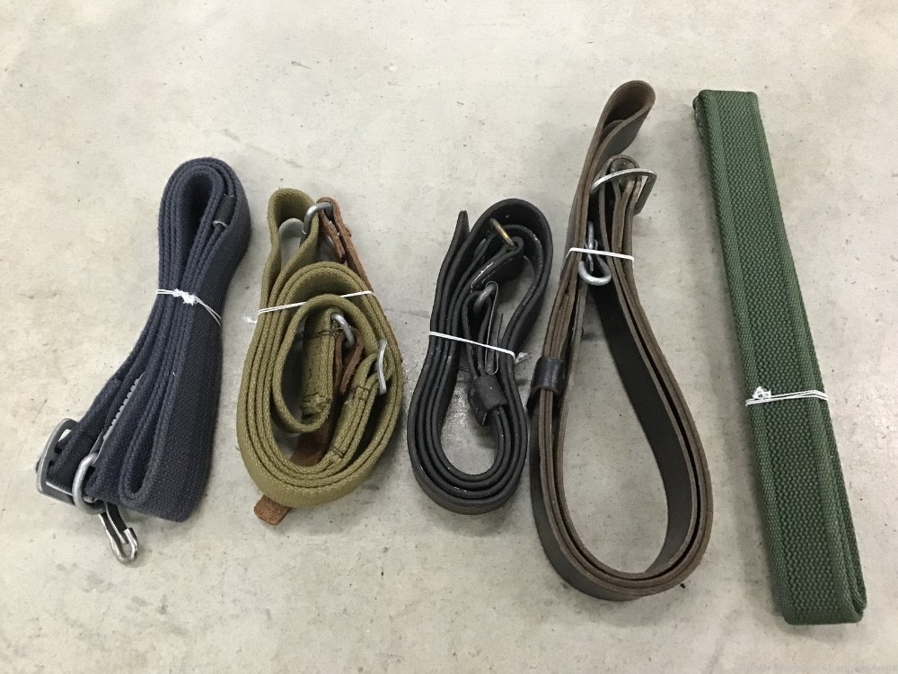 Lot of 5 Military Rifle Slings Chinese AK/SKS Swedish Mauser FAL Penny 0.01-img-1