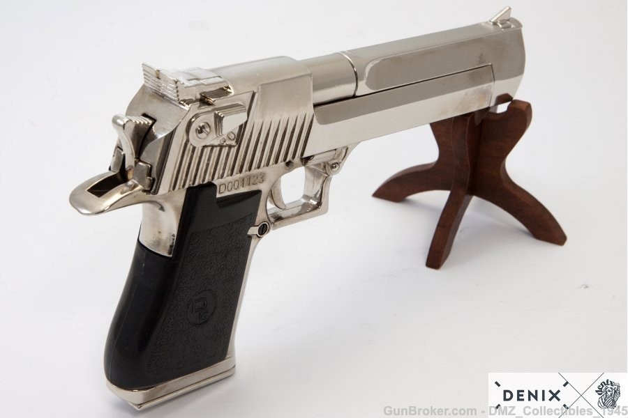 1980s Israeli Desert Eagle Non Firing Replica Chrome Gun Pistol by Denix -img-4