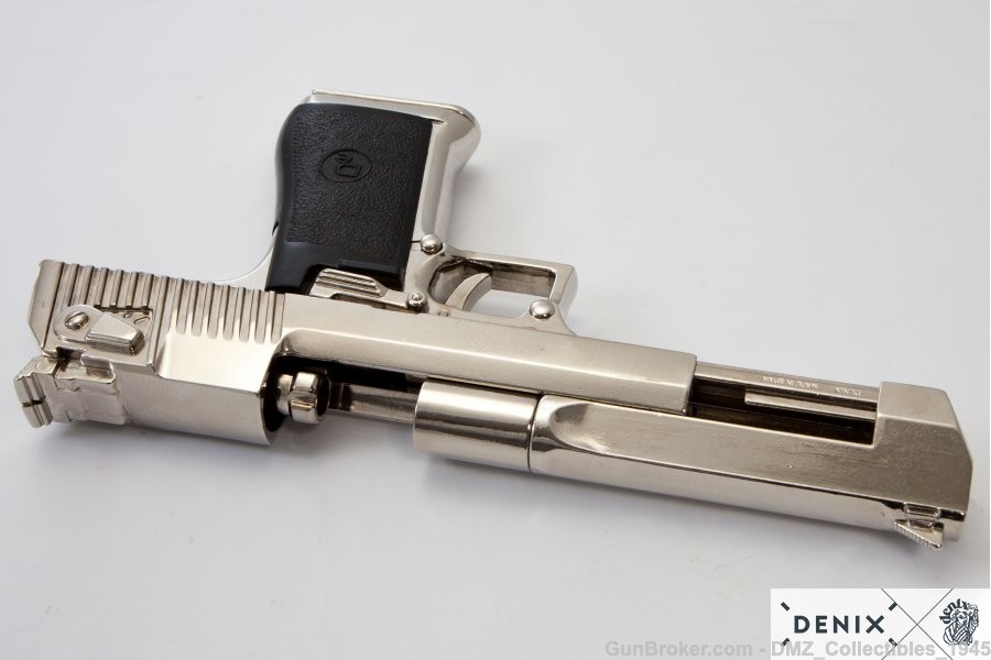 1980s Israeli Desert Eagle Non Firing Replica Chrome Gun Pistol by Denix -img-6