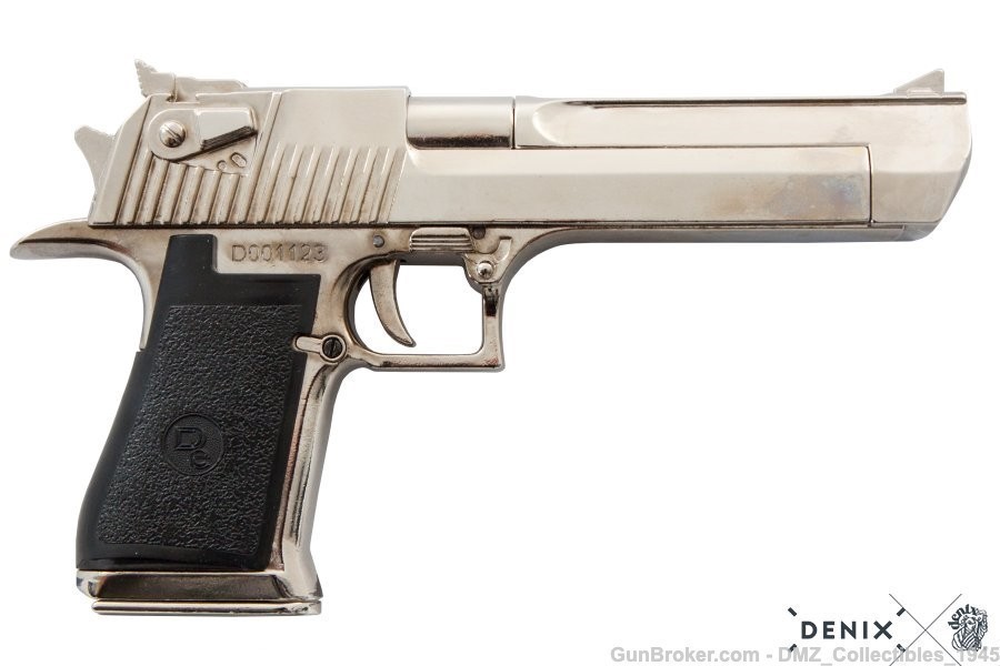 1980s Israeli Desert Eagle Non Firing Replica Chrome Gun Pistol by Denix -img-1