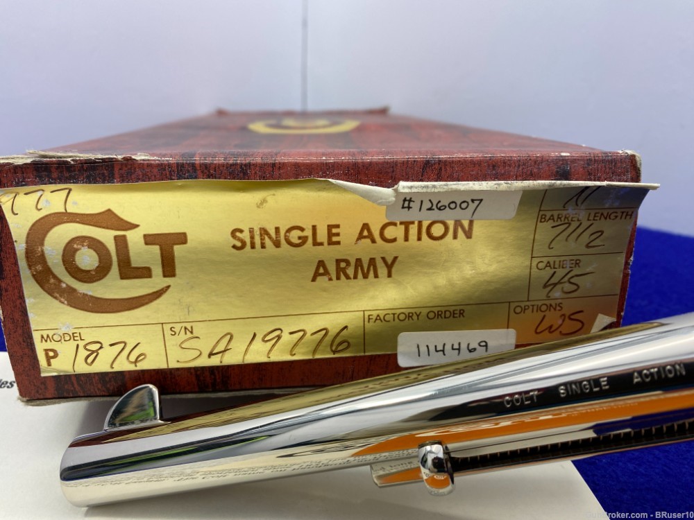 1979 Colt Single Action Army .45LC Nickel 7.5" *COLLECTOR GRADE-NEW IN BOX*-img-2