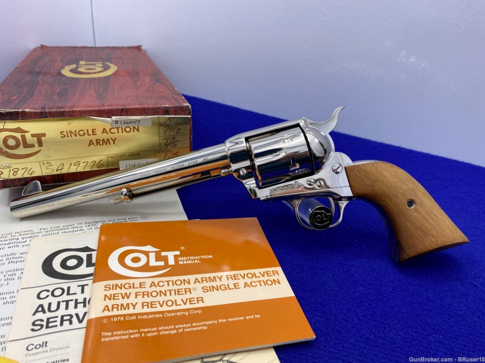 1979 Colt Single Action Army .45LC Nickel 7.5" *COLLECTOR GRADE-NEW IN BOX*-img-4