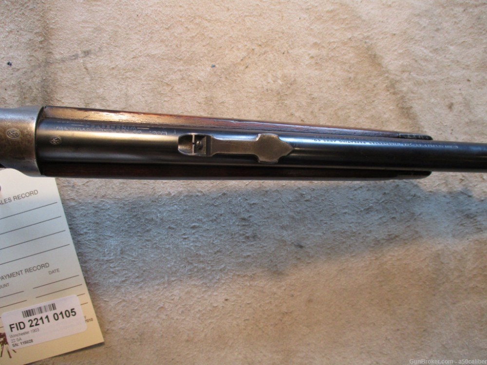 Winchester 1903, 22 SA, 20" barrel, factory finish, made 1928, #34214-img-8