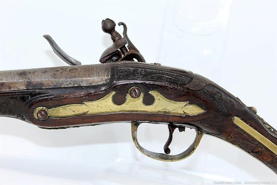 Antique Ornate TURKISH Flintlock HORSE Pistol London Marked 18th Century-img-15