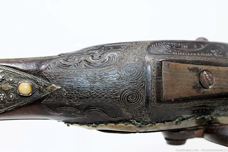 Antique Ornate TURKISH Flintlock HORSE Pistol London Marked 18th Century-img-12