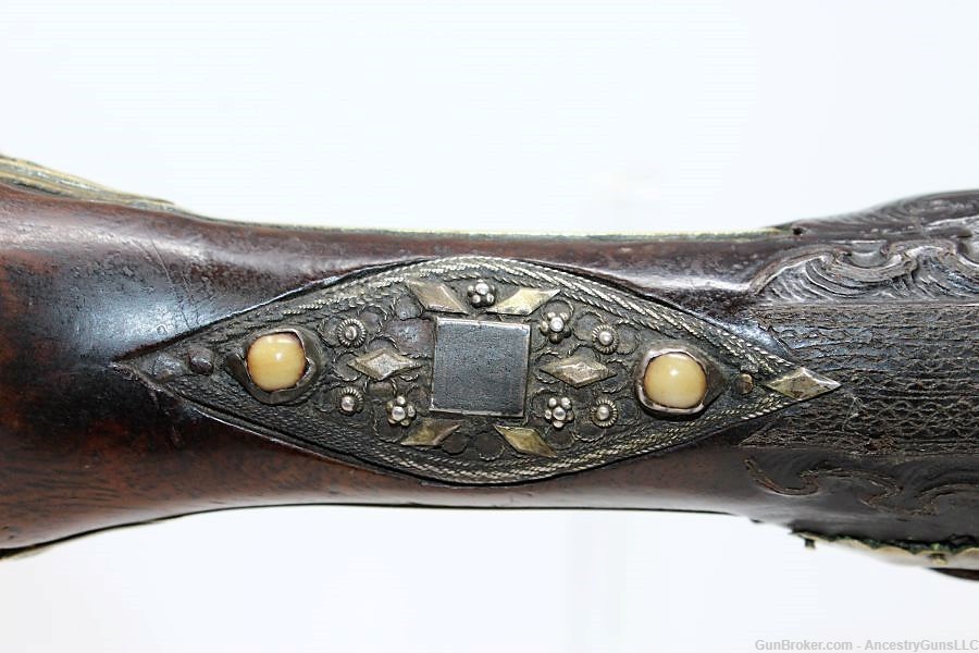 Antique Ornate TURKISH Flintlock HORSE Pistol London Marked 18th Century-img-11