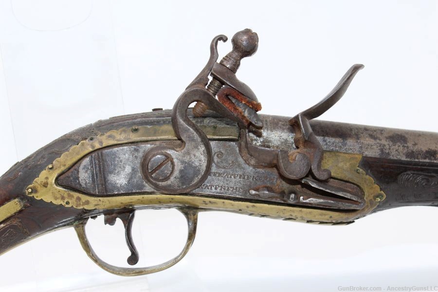 Antique Ornate TURKISH Flintlock HORSE Pistol London Marked 18th Century-img-3