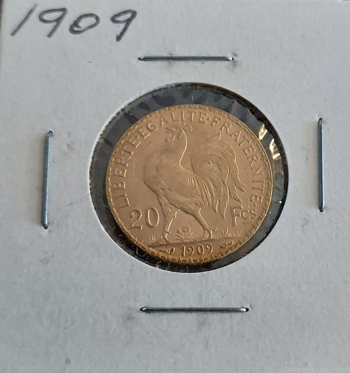 1909 20 FRANC GOLD ROOSTER (B4)-img-0