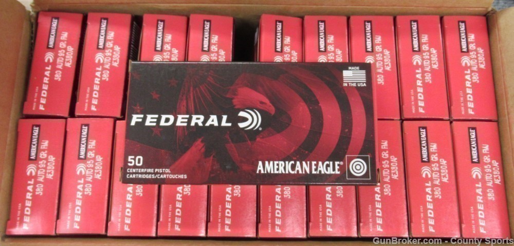 Federal 380 ACP 95Gr AUTO AE380AP 1000 Rounds New-img-1