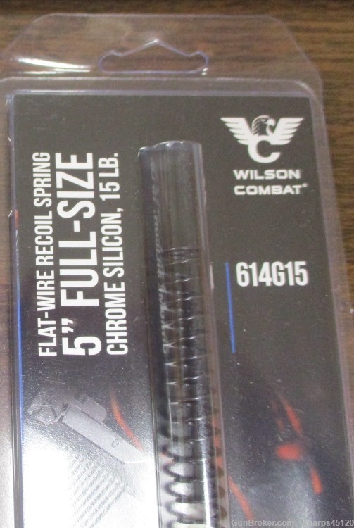 Wilson Combat Flat Wire Recoil Spring 5" 1911 Chrome Silicon 15 lb (614G15)-img-0