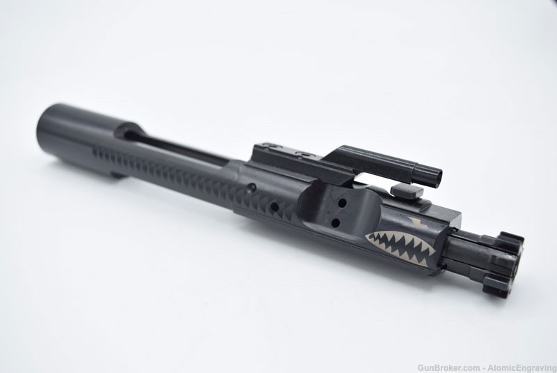 5.56 AR-15 BCG MPI Nitride Custom Engraved Tiger Shark-img-1