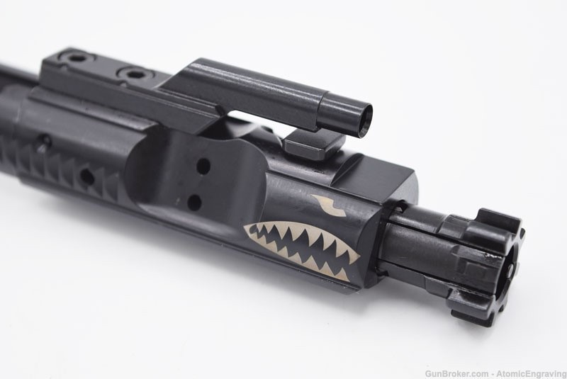 5.56 AR-15 BCG MPI Nitride Custom Engraved Tiger Shark-img-0