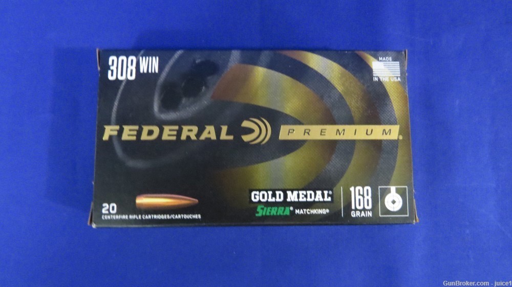 Federal Premium Gold Medal Sierra MatchKing .308Win 168Gr Ammo - 100 Rounds-img-3
