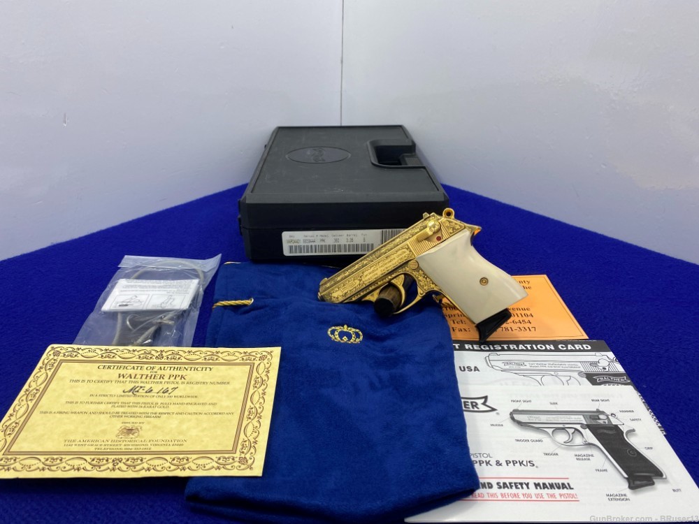 Walther PPK .380 ACP Gold 3.35" *MI-6 BRITISH SIS COMMEMORATIVE 167 of 500*-img-0