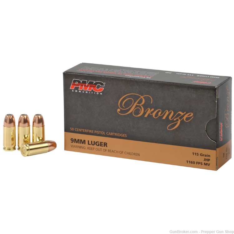 PMC Ammunition 9mm Luger 115gr JHP Jacketed Hollow point 1000rd Case-img-1