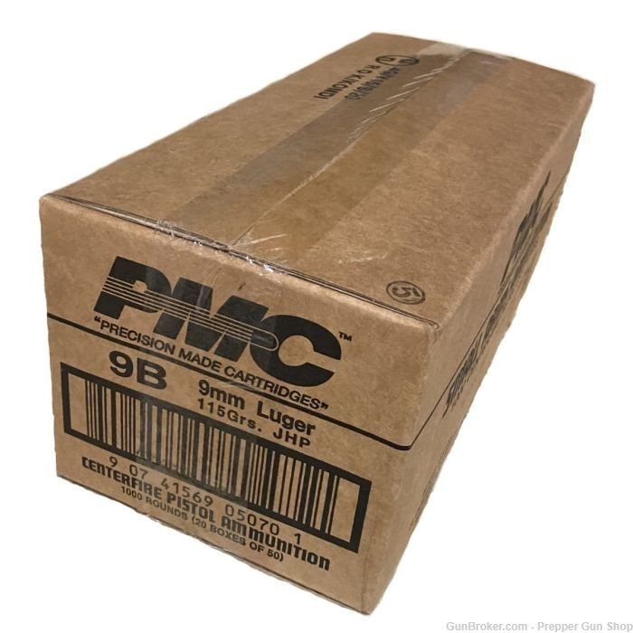 PMC Ammunition 9mm Luger 115gr JHP Jacketed Hollow point 1000rd Case-img-0