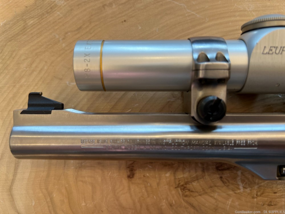 RUGER REDHAWK STAINLESS FINISH LEUPOLD M8-2X SILVER OPTIC 7.5" BBL .44MAG-img-9