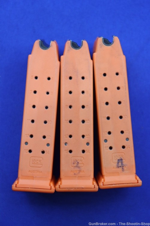 Glock G19 Pistol Orange Training Magazines U-Notch 9mm 3 Rare Factory Mags-img-0